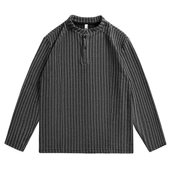 ZUKMRJPC Mens Vintage Stripes Sweatshirt Long Sleeve Crewneck Half Button Down Pullover Sweatshirt Fall Fashion Loose Fit Casual Tops