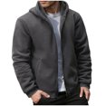 thumbnail image 1 of ZUKMRJPC Mens Zip Up Hoodie Solid Color Lightweight Casual Fleece Lined Hooded Sweatshirt Fall Winter Warm Basic Outwear with Pockets, 1 of 8