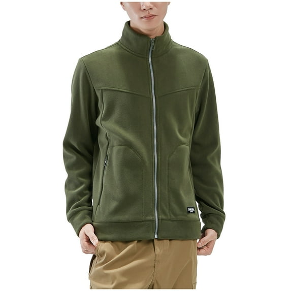 ZUKMRJPC Mens Zip Up Sweatshirt Causal Lightweight Stand-Up Collar Solid Color Fleece Jacket with Zipper Pocket for Outdoor Office