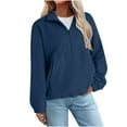 thumbnail image 1 of ZUKMRJPC Quarter Zip Pullover Womens Cropped Fleece Sweatshirt Lightweight Long Sleeve Stand Collar Solid Color Casual Pullover Tops with Pocket, 1 of 8