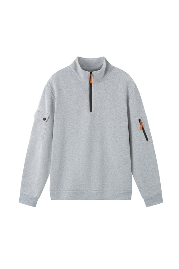 Quarter Zip Pullover for Men Long Sleeve Fleece Lined Mock Neck Sweatshirt Slim Fit Tactical Hunting Sweatshirts with Pockets