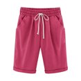 thumbnail image 1 of ZUKMRJPC Shorts for Women 2025 Casual Summer Beach Drawstring Shorts with Pocket Knee Length Loose Cute Vacation Short, 1 of 4