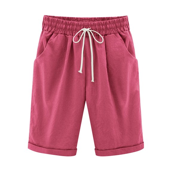 ZUKMRJPC Shorts for Women 2025 Casual Summer Beach Drawstring Shorts with Pocket Knee Length Loose Cute Vacation Short