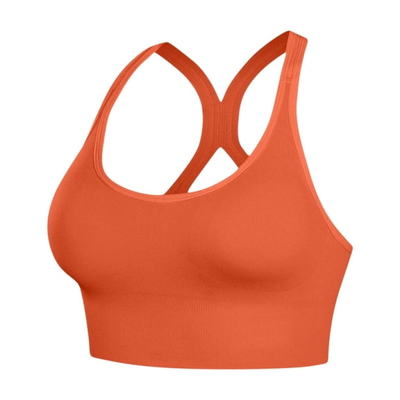 ZUKMRJPC Sports Bras for Women Solid Color Criss-Cross Back No Underwire Gather Bra Casual Soft Comfortable Workout Bra Tank Tops