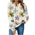 thumbnail image 1 of ZUKMRJPC Sweatshirts for Womens Long Sleeve Crewneck Cute Floral Print Pullover Fall Lightweight Casual Loose Fit Tops, 1 of 5