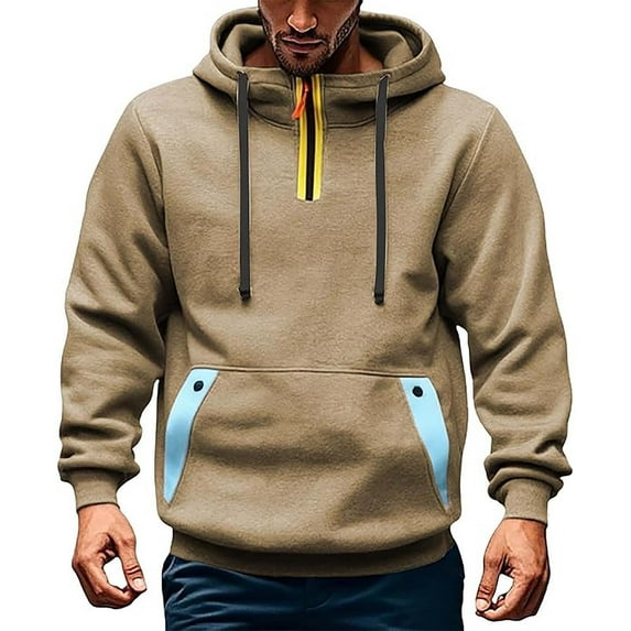ZUKMRJPC Tactical Hoodies for Men Quarter Zip Drawstring Fleece Lined Hooded Sweatshirt Workout Gym Outdoor Warm Pullover With Pocket
