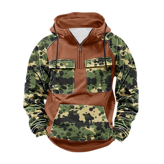 ZUKMRJPC Tactical Hoodies for Mens Long Sleeve Quarter Zip Drawstring Pullover Sweatshirt Fleece Lined Workout Hoodies with Multi Pockets