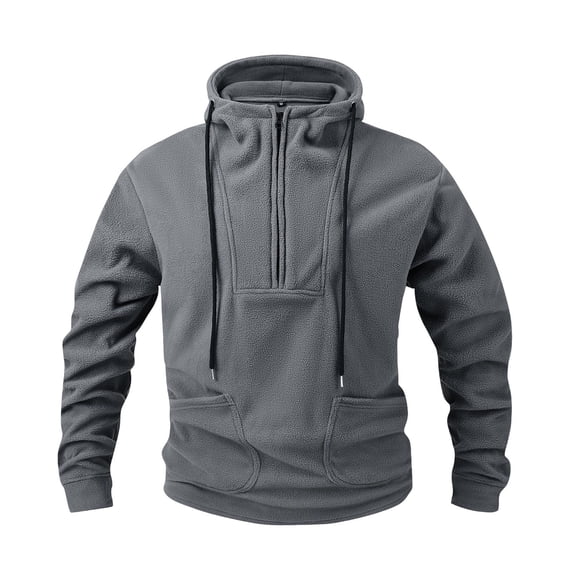 ZUKMRJPC Tactical Sweatshirt for Men Quarter Zip Casual Long Sleeve Fleece Drawstring Pullover Tops Winter Warm Workout Gym Outdoor Hoodie