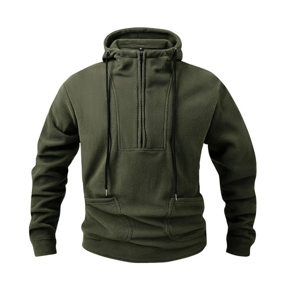 ZUKMRJPC Tactical Sweatshirt for Men Quarter Zip Casual Long Sleeve Fleece Drawstring Pullover Tops Winter Warm Workout Gym Outdoor Hoodie