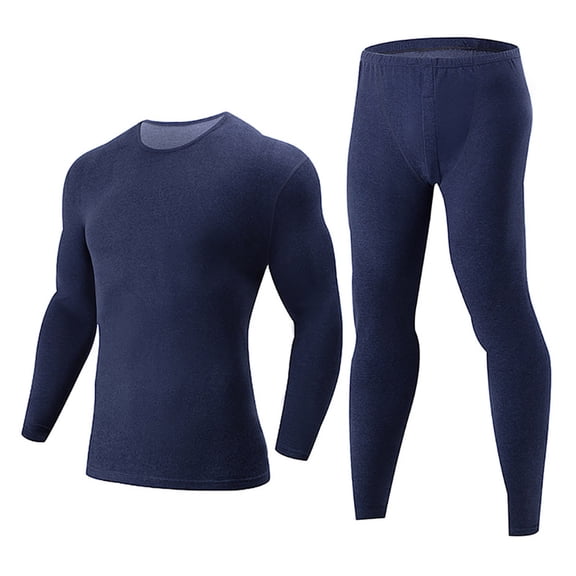 ZUKMRJPC Thermal Underwear for Men Solid Color Long Sleeve Casual Top and Bottom Set Warm Slim Fit Base Layer for Cold Weather Workout
