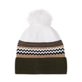 thumbnail image 1 of ZUKMRJPC Unisex Men Women's Winter Knitted Beanie Hat Soft Warm Cozy Stripe Color Block Windproof Ski Cuff Cap with Pom Pom, 1 of 3