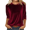 thumbnail image 1 of ZUKMRJPC Velvet Tops for Women Long Sleeve Crewneck Slim Fit Soft Comfy Tee Shirt Fall Solid Color Casual Trendy Pullover Tops, 1 of 6