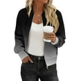 thumbnail image 1 of ZUKMRJPC Women's Bomber Jacket Full Zip Stand Collar Gradient Color Outwear Fall Fashion Lightweight Slim Fit Jacket with Pockets, 1 of 5