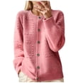 thumbnail image 1 of ZUKMRJPC Women's Button Down Cardigan Sweaters Casual Crewneck Long Sleeve Knitwear Solid Color Classic Basic Comfy Knit Outerwear, 1 of 5