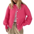 thumbnail image 1 of ZUKMRJPC Women's Cardigan Sweaters Crewneck Casual Long Sleeve Button Up Solid Color Knit Cardigans Fall Classic Soft Comfy Basic Knitwear, 1 of 6