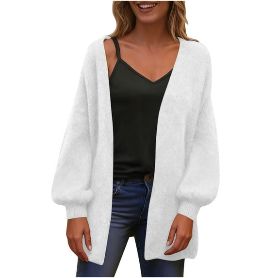 ZUKMRJPC Women's Casual Cardigan Sweater Oversized Long Sleeve Solid Color Open Front Sweater Fall Loose Warm Comfy Outwear