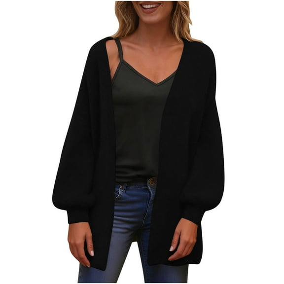 ZUKMRJPC Women's Casual Cardigan Sweater Oversized Long Sleeve Solid Color Open Front Sweater Fall Loose Warm Comfy Outwear