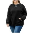 thumbnail image 1 of ZUKMRJPC Women's Corduroy Sweatshirt Plus Sized Oversize Long Sleeved Crewneck Cute Pullover Fall Fashion Soft Cozy Tops with Pockets, 1 of 6