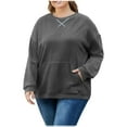 thumbnail image 1 of ZUKMRJPC Women's Corduroy Sweatshirt Plus Sized Oversize Long Sleeved Crewneck Cute Pullover Fall Fashion Soft Cozy Tops with Pockets, 1 of 6