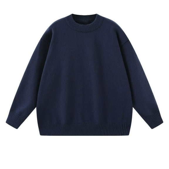 ZUKMRJPC Women's Crewneck Sweater Oversized Long Sleeve Soft Comfy Knit Pullover Tops Fall Loose Fit Solid Color Basic Warm Knitwear