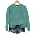 thumbnail image 1 of ZUKMRJPC Women's Crewneck T-Shirts Casual Long Sleeve Fashion Shiny Printing Solid Color Pullover Tees Fall Fashion Loose Fit Comfy Tops, 1 of 7