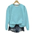thumbnail image 1 of ZUKMRJPC Women's Crewneck T-Shirts Casual Long Sleeve Fashion Shiny Printing Solid Color Pullover Tees Fall Fashion Loose Fit Comfy Tops, 1 of 7