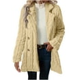thumbnail image 1 of ZUKMRJPC Women's Fleece Jackets Double Breasted Lapel Open Front Long Cardigan Fall Winter Warm Comfy Solid Color Outwear Coats, 1 of 9