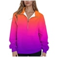 thumbnail image 1 of ZUKMRJPC Women's Half Zip Sweatshirt Long Sleeve Lapel Gradient Color Lightweight Casual Pullover Fall Winter Warm Comfy Fleece Lined Tops, 1 of 5