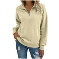 thumbnail image 1 of ZUKMRJPC Women's Half Zip Sweatshirts Fall Fashion Long Sleeve Fleece Lined Sweatshirt Casual Lightweight Solid Color Pullover Tops, 1 of 7