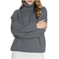 thumbnail image 1 of ZUKMRJPC Women's High-Neck Sweater Casual Long Sleeve Loose Fit Solid Color Sweater Fall Fashion Classic Chunky Pullover Knitted Tops, 1 of 5
