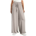 thumbnail image 1 of ZUKMRJPC Women's High Waisted Drawstring Sweatpants Casual Elastic Belt Solid Color Wide Leg Pants Soft Comfy Joggers Lounge Trousers, 1 of 5