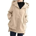 thumbnail image 1 of ZUKMRJPC Women's Hooded Jacket Fashion Zipper Casual Long Sleeve Windproof Solid Color Jacket Lightweight Windbreaker with Pocket, 1 of 6