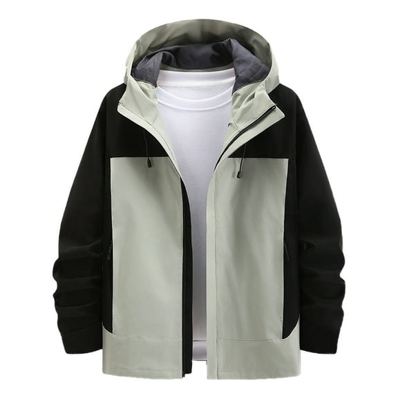 ZUKMRJPC Women's Lightweight Jacket with Hood Patchwork Color Block Waterproof Windproof Drawstring Rain Jackets for Hiking