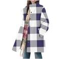 thumbnail image 1 of ZUKMRJPC Women's Long Plaid Jacket Oversized Lapel Button Down Mid Long Fleece Overcoat Casual Warm Winter Coats with Pockets, 1 of 7