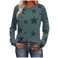 thumbnail image 1 of ZUKMRJPC Women's Long Sleeve Shirts Crewneck Cute Stars Print Loose Fit Tunics Sweatshirt Fall Soft Comfy Casual Basic Cotton Tees Tops, 1 of 7