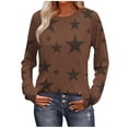 thumbnail image 1 of ZUKMRJPC Women's Long Sleeve Shirts Crewneck Cute Stars Print Loose Fit Tunics Sweatshirt Fall Soft Comfy Casual Basic Cotton Tees Tops, 1 of 7