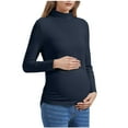 thumbnail image 1 of ZUKMRJPC Women's Maternity Shirts Turtleneck Long Sleeve Side Ruched Fleece Lined Pullover Tops Fall Winter Warm Soft Comfy Basic Tees, 1 of 7