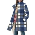 thumbnail image 1 of ZUKMRJPC Women's Mid Long Fleece Overcoat Oversized Lapel Button Down Long Plaid Jacket Casual Warm Winter Coats with Pockets, 1 of 7