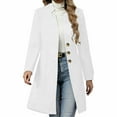 thumbnail image 1 of ZUKMRJPC Women's Mid-Long Winter Overcoat Casual Long Sleeve Stand Collar Single Breasted Coat Fall Classic Solid Color Outerwear, 1 of 7