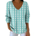 thumbnail image 1 of ZUKMRJPC Women's Plaid Knit Tops V Neck Casual Long Sleeve Fashion Loose Oversized Pullover Sweater Fall Lightweight Warm Tops, 1 of 5