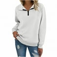 thumbnail image 1 of ZUKMRJPC Women's Quarter Zip Sweatshirt Fall Winter Long Sleeve Loose Fit Lapel Pullover Sweater Lightweight Warm Comfy Fleece Tops, 1 of 6