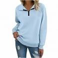thumbnail image 1 of ZUKMRJPC Women's Quarter Zip Sweatshirt Fall Winter Long Sleeve Loose Fit Lapel Pullover Sweater Lightweight Warm Comfy Fleece Tops, 1 of 6