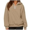 thumbnail image 1 of ZUKMRJPC Women's Quarter Zipper Sweatshirt Fall Fashion Solid Color Soft Comfy Hooded Sweatshirt Casual Loose Long Sleeve Pullover Tops, 1 of 5