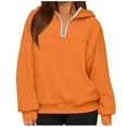thumbnail image 1 of ZUKMRJPC Women's Quarter Zipper Sweatshirt Fall Fashion Solid Color Soft Comfy Hooded Sweatshirt Casual Loose Long Sleeve Pullover Tops, 1 of 5
