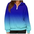 thumbnail image 1 of ZUKMRJPC Women's Quarter Zipper Sweatshirt Long Sleeve Fall Fashion Gradient Color Hooded Sweatshirt Casual Loose Comfy Pullover Tops, 1 of 5