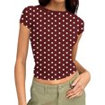 thumbnail image 1 of ZUKMRJPC Women's Summer Tops Short Sleeve Crewneck Casual Fashion Print Knit T Shirts Slim Fit Cute Basic Going Out Crop Tops, 1 of 4