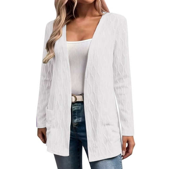 ZUKMRJPC Women's Sweater Cardigan Long Sleeve Solid Color Trendy Open Front Thin Cardigans Casual Lightweight Knit Outwear with Pockets