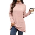 thumbnail image 1 of ZUKMRJPC Women's Turtleneck Tunic Sweaters Trendy Knitted Cotton Solid Color Sweatshirt Loose Fit Casual Long Sleeve Pullover Tops, 1 of 7