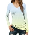 thumbnail image 1 of ZUKMRJPC Women's V Neck Long Sleeve T Shirts Fashion Gradient Color Casual Lightweight Tunic Tops Slim Fit Soft Comfy Basic Tees, 1 of 5