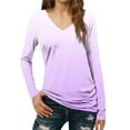 thumbnail image 1 of ZUKMRJPC Women's V Neck Long Sleeve T Shirts Fashion Gradient Color Casual Lightweight Tunic Tops Slim Fit Soft Comfy Basic Tees, 1 of 6